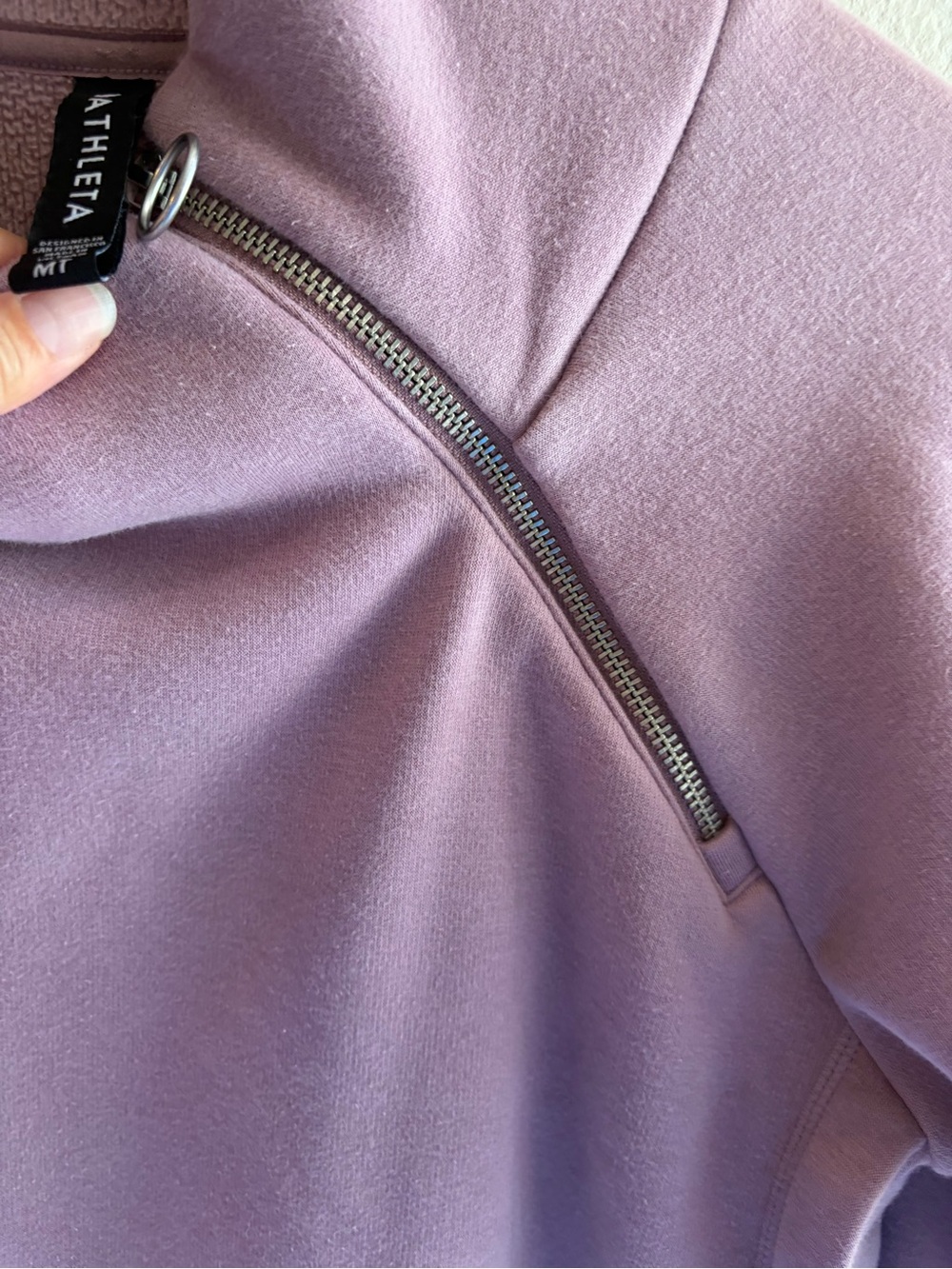 Athleta Cozy Karma Asym Pullover Dogwood Mauve Medium Tall - Picture 5 of 8